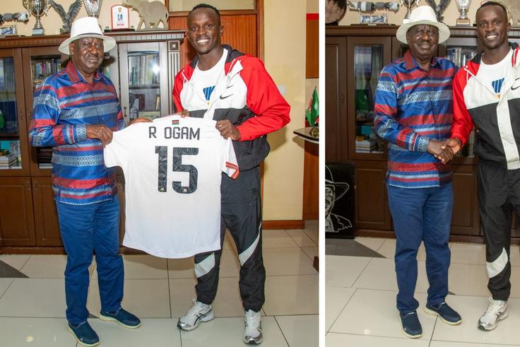 Ryan Ogam: Harambee Stars Striker Pays Glowing Tribute to Raila Odinga