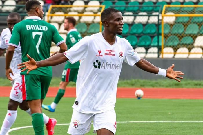 Kenneth Igboke celebrates the opener.