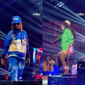 Sports Gist: [Watch] Karole Kasita, Feffe Bussi show off boxing skills at the Chekecha concert