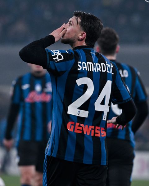 Samardzic celebrates one of his goals for Atalanta.