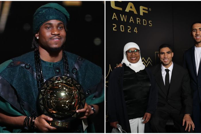 Ademola Lookman (left) and Achraf Hakimi (right) with his family.