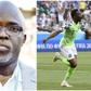 Former NFF boss Amaju Pinnick (left) and Ahmed Musa, Super Eagles skipper.