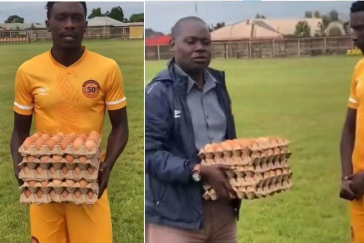 Zambian player receives 5 crates of eggs as Man of the match award