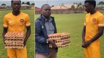 Zambian player receives 5 crates of eggs as Man of the match award