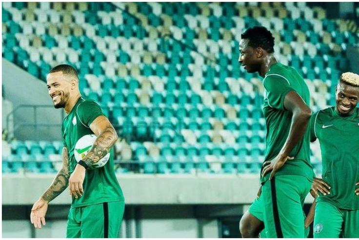 Troost-Ekong (left) and Osimhen (right) during a training session with the Super Eagles.