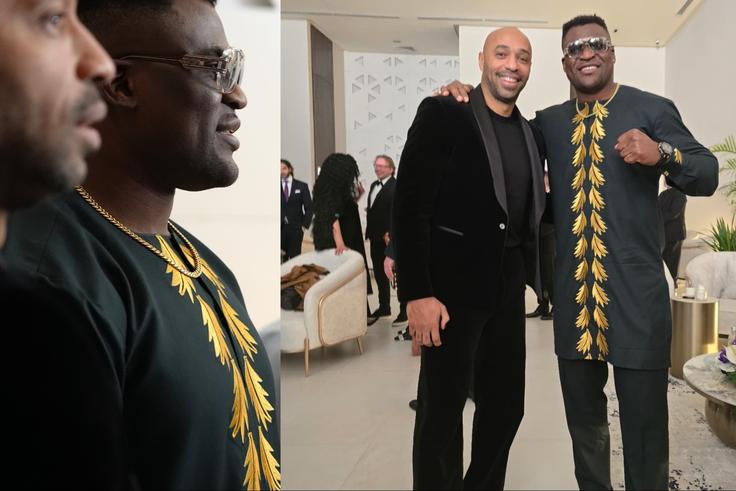 Cameroon MMA star Francis Ngannou and Arsenal legend Thierry Henry team up at Joy Awards in Riyadh, Saudi Arabia.