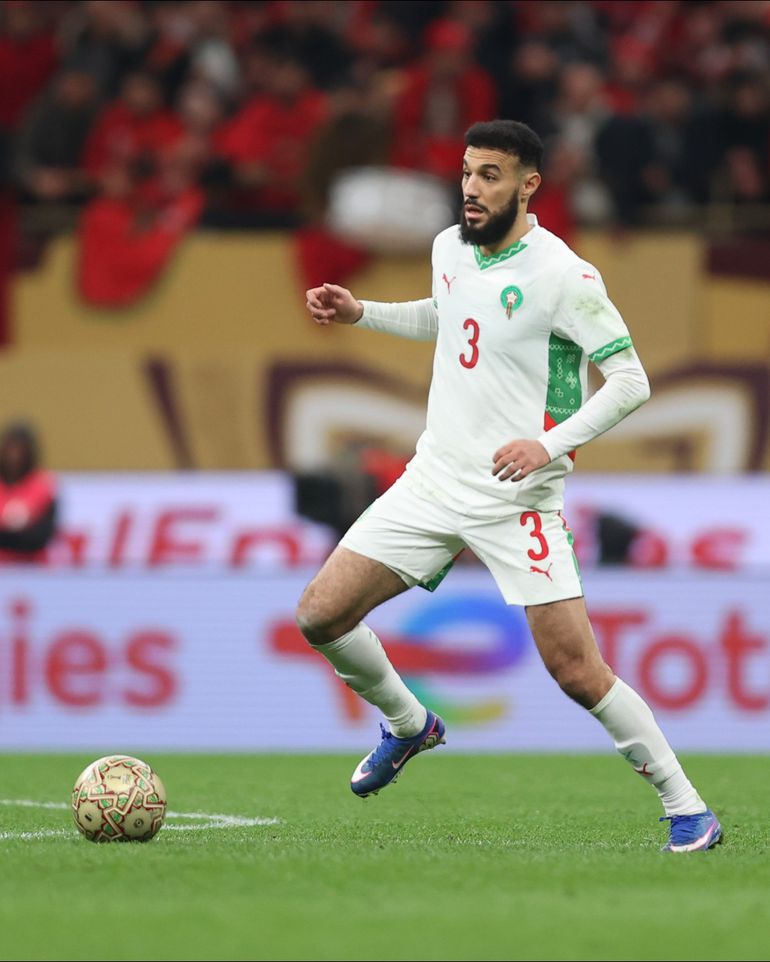 Noussair Mazraoui during the infamous final against Senegal.