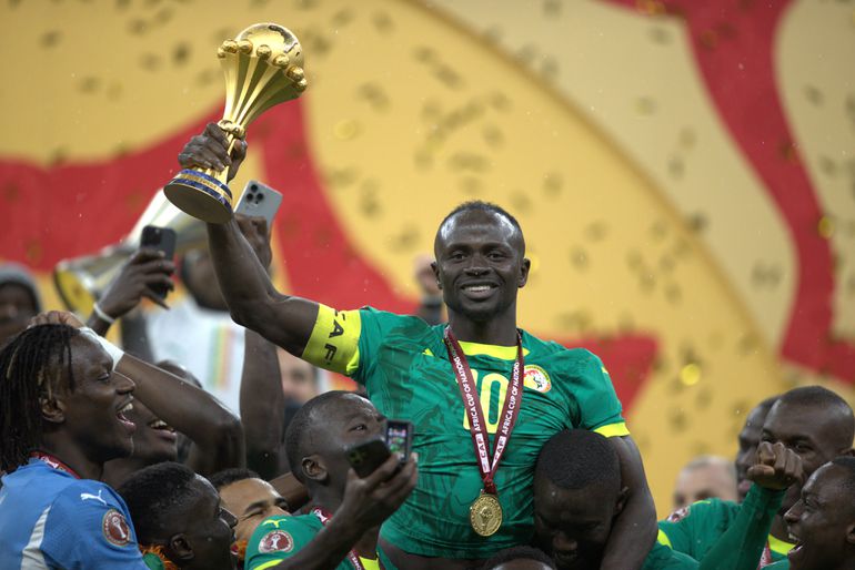 Sadio Mane lifts his and Senegal's second AFCON title.