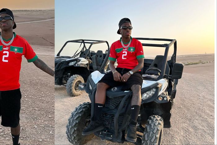 Real Madrid star Vinicius Junior in Morocco sends message to Kylian Mbappé and Achraf Hakimi.