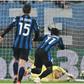 Club Brugge's Mignolet denies Ademola Lookman in the Champions League.