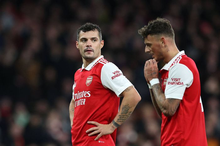 Granit Xhaka of Arsenal during the Europa League match against Sporting Lisbon.