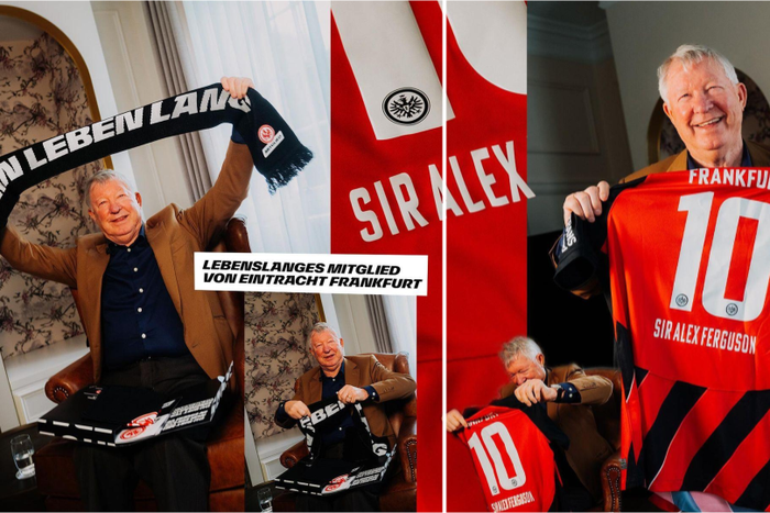 Sir Alex Ferguson poses with Eintracht Frankfurt jersey || Image credit: Imago
