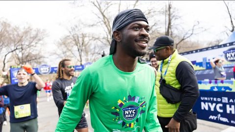 American rapper Lil Nas X wows fans with fashionable sneakers at Sunday's New York City Half Marathon