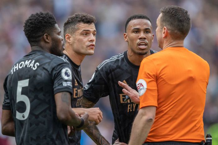 Granit Xhaka and Thomas Partey of Arsenal.