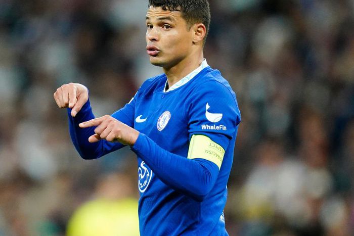 Thiago Silva of Chelsea in action against Real Madrid at Stamford Bridge.