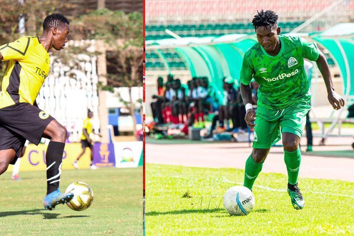 Humphrey Mieno of Tusker FC and Benson Omala of Gor Mahia.