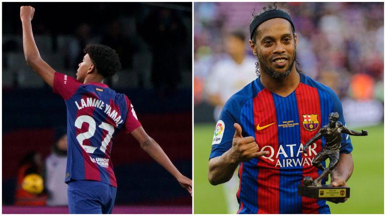 Lamine Yamal and Ronaldinho lead the way for ovations for Barcelona players at the Bernabeu.