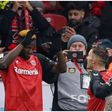 Boniface with his Leverkusen teammates.