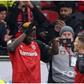 Boniface with his Leverkusen teammates.