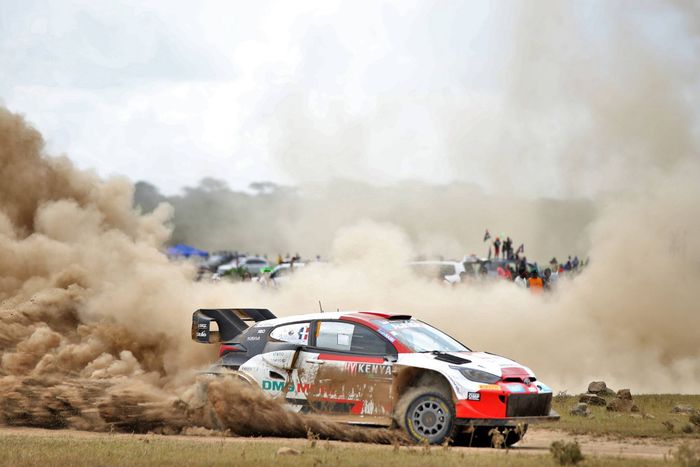 French rally driver Sebastien Ogier and co-driver Benjamin Veillas take part in WRC, Motorsport Rallye, 2022 Safari Rally at Soysambu in Naivasha, Nakuru County, Kenya.