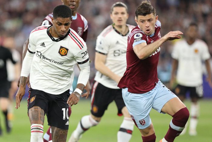 Marcus Rashford in action for Manchester United vs West Ham United.