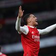 William Saliba of Arsenal celebrates Reiss Nelson s last minute winning goal during the Premier League match between Arsenal and Bournemouth at the Emirates Stadium, London, England on 4 March 2023.