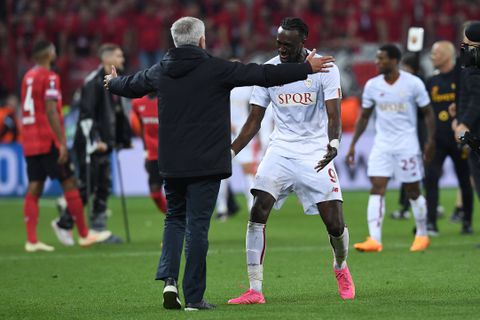 Jose Mourinho and Tammy Abraham shared a warm embrace after Roma saw off Bayer Leverkusen