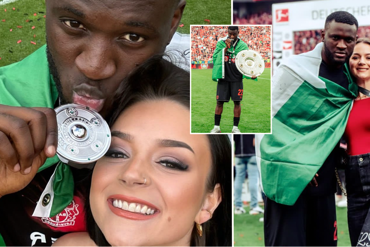 Victor Boniface’s girlfriend Rikke Hermine celebrates Leverkusen’s historic title