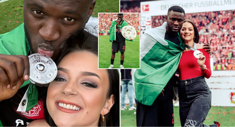 Victor Boniface’s girlfriend Rikke Hermine celebrates Leverkusen’s historic title