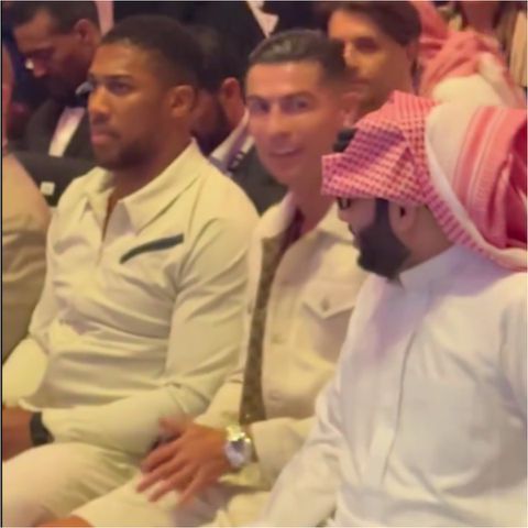Ronaldo shows off his watch worth over 2.2 billion naira during the Fury vs. Usyk match.