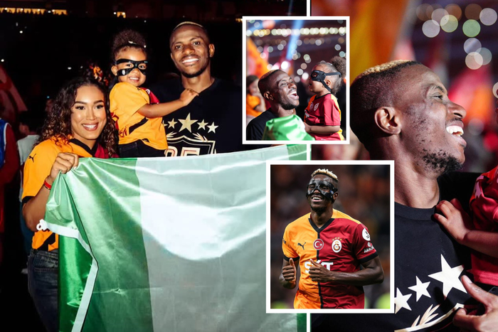 Victor Osimhen celebrates Galatasaray's title win with his daughter Hailey and girlfriend Stefanie Ladewig