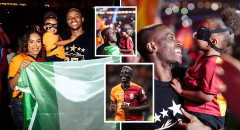 WATCH: Victor Osimhen celebrates Galatasaray's title win with his daughter Hailey and girlfriend Stefanie Ladewig [VIDEO]