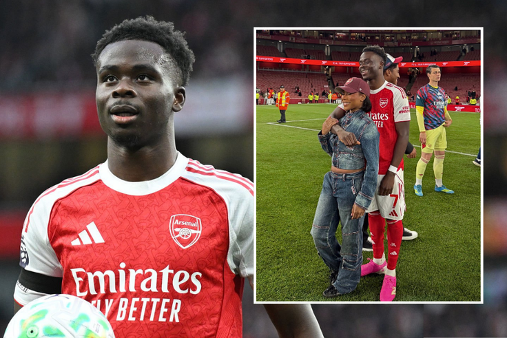 Bukayo Saka and Tolami Benson share beautiful couple moment on the pitch after Arsenal victory