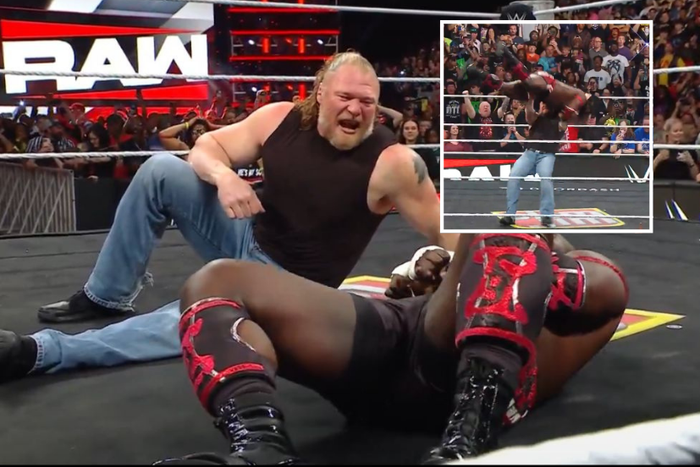 Oba Femi gets DESTROYED as Brock Lesnar rains humiliates Nigerian star in shock return