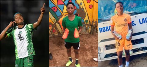 Super Falcons star Rasheedat Ajibade gifts football boots to young boys and girls