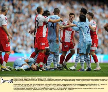 Joey Barton caused a melee in his final match as QPR captain
