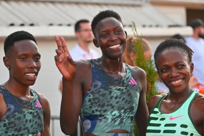 Brenda Chebet (L), Nelly Chepchirchir (M) and Winnie Nanyondo (R)