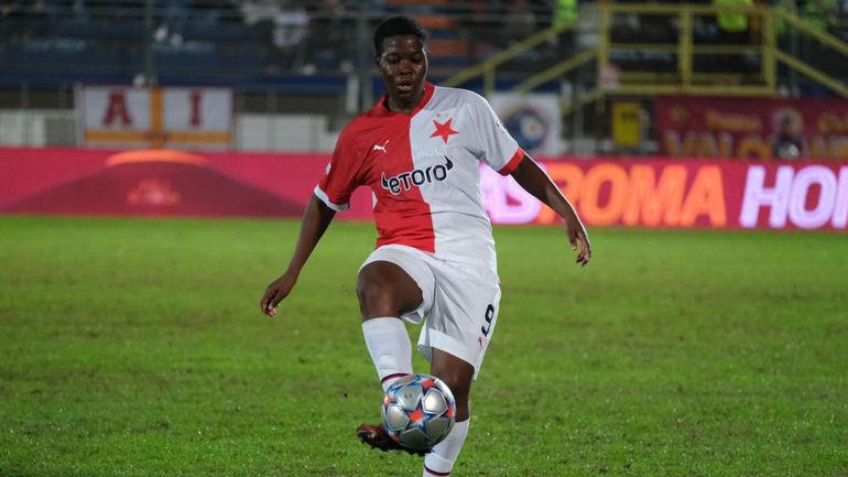 Marjolen Wafula Nekesa of Slavia scores during the final round of women  Champions League