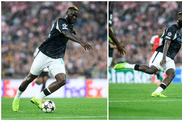 Victor Boniface in action for Bayer Leverkusen.
