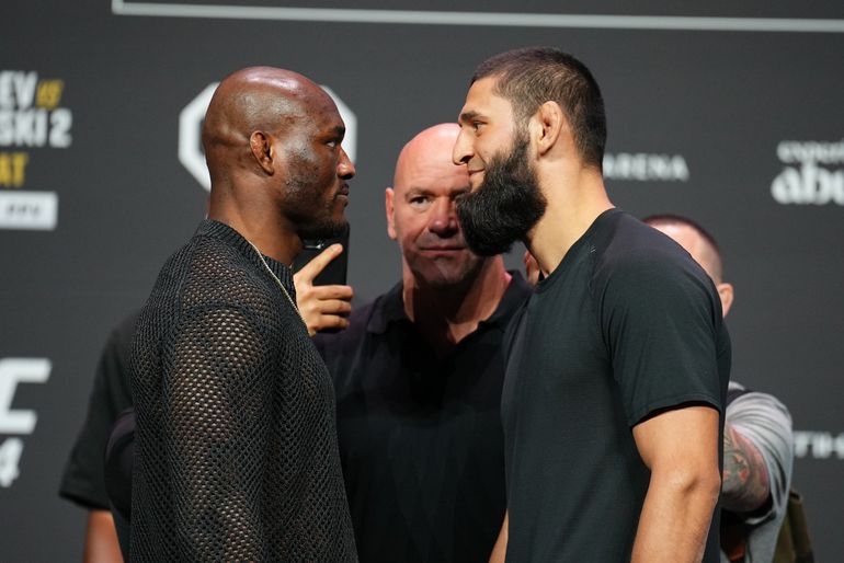 Usman dispelled rumors that he was battling an injury as he came face to face with Chimaev. - X/UFC