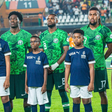 Nigeria players, Ademola Lookman, Ola Aina Frank Onyeka, Alex Iwobi and Moses Simon during National Anthem in the game between Nigeria vs Angola || Image credit: Imago