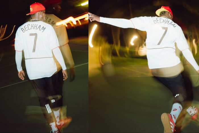 France star Paul Pogba shows off David Beckham's retro jersey and style to tease a reunion with Manchester United.