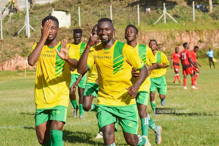 Mwatate United players celebrating a goal in a previous encounter.