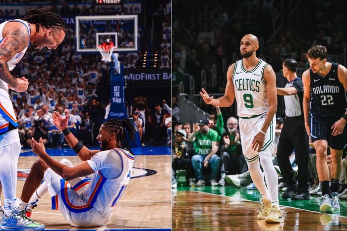 In Game 1 of the NBA Playoffs, the Thunder defeated the Grizzlies by 50 points while the Celtics held off the Magic.