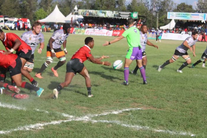 Kenya Simbas in action against Zimbabwe Goshawks during the Mzansi Challenge.