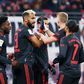 Bayern Munich players celebrating a goal against Leipzig