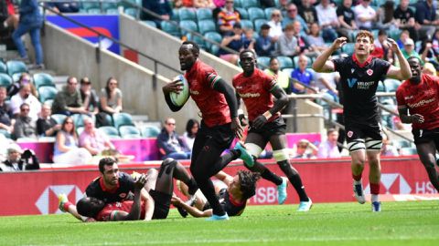 Wekesa with another hat-trick as Shujaa down Tonga to keep survival hopes alive