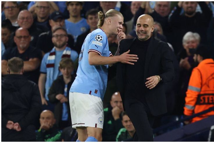 Erling Haaland and Pep Guardiola |Pulsesports.ng
