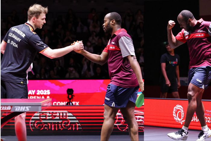 In the 2025 ITTF World Championship in Doha, Nigeria's Aruna Quadri Triumphs Over Benedikt Duda.