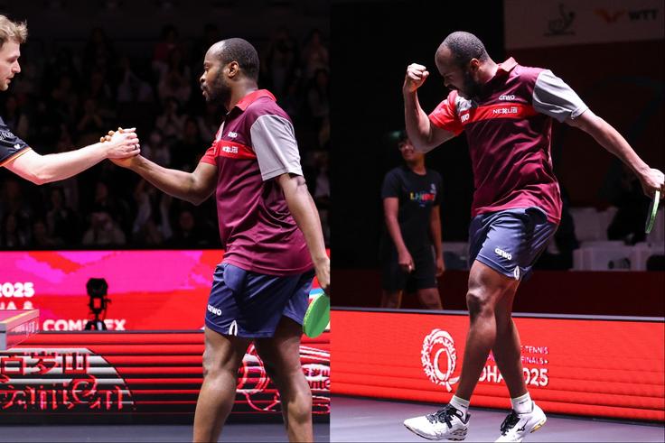 In the 2025 ITTF World Championship in Doha, Nigeria's Aruna Quadri Triumphs Over Benedikt Duda.